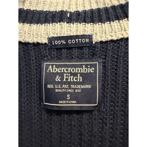 Abercrombie & Fitch | Women’s Cardigan Knit Sweater V-Neck Button Navy- Small - Picture 2 of 6